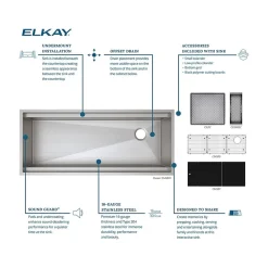 Elkay Circuit Chef Single-Bowl Undermount Sink Kit, 20.5