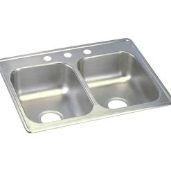 Elkay Dayton Stainless Steel 25" x 19" x 6-5/16", Equal Double Bowl Top Mount Sink (D225194)
