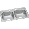 Elkay Dayton Stainless Steel 33" x 19" x 6-7/16", Equal Double Bowl Top Mount Sink (D233194)