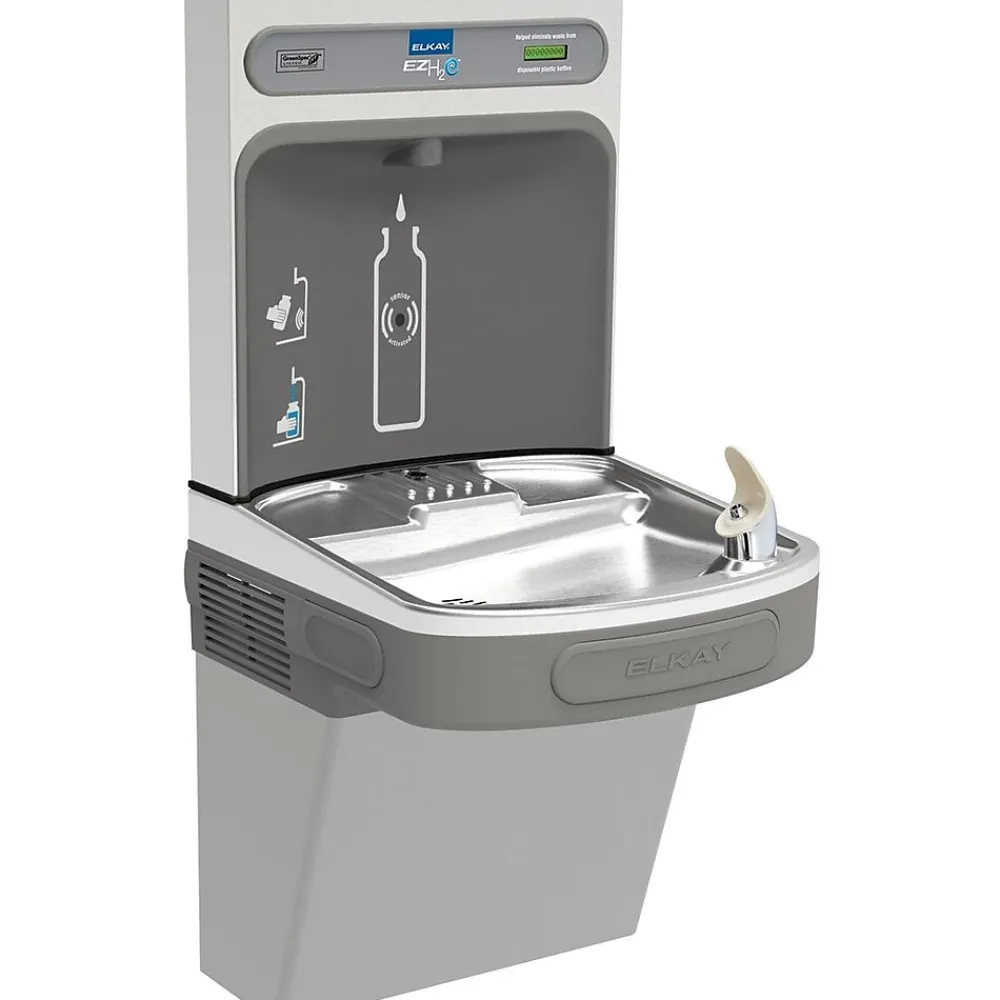 Elkay EZH2O Bottle Filling Station with Single ADA Cooler, Non-Filtered 8 GPH Light Gray (EZS8WSLK)