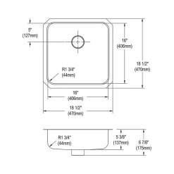 Elkay Lustertone Classic Single-Bowl Undermount Sink w/Perfect Drain, 18.5