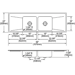 Elkay Lustertone Classic 4-Hole Double-Bowl Drop-in Sink with Drainboard, 22