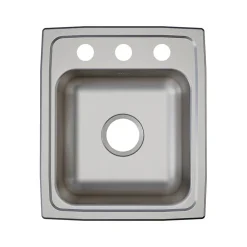 Elkay Lustertone Classic 3-Hole Single-Bowl Drop In Sink, 17.5" x 15" x 5.5", Stainless Steel, Lustrous Satin (LRAD1517553)