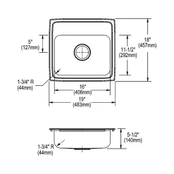 Elkay Lustertone Classic 3-Hole Single-Bowl Drop In Sink, 5.5