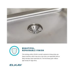 Elkay Lustertone Classic Single-Bowl Undermount Sink w/Perfect Drain, 18.5" x 16" x 6.38", Stainless Steel, Lustrous Satin