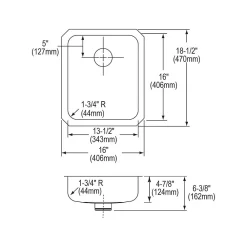 Elkay Lustertone Classic Single-Bowl Undermount Sink w/Perfect Drain, 18.5