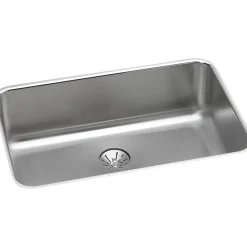 Elkay Lustertone Stainless Steel 26-1/2" x 18-1/2" x 8", Single Bowl Undermount Sink with Perfect Drain (ELUH2416PD)