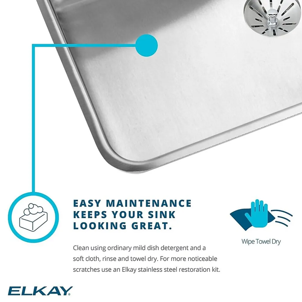 Elkay Lustertone Stainless Steel 26-1/2" x 18-1/2" x 8", Single Bowl Undermount Sink (ELUH2416)