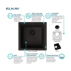 Elkay Quartz Classic Single-Bowl Drop In/Undermount Kitchen Sink, 15.75