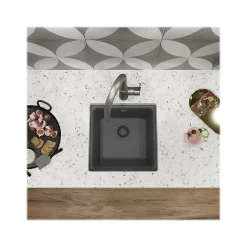 Elkay Quartz Luxe Drop-In/Undermount Single-Bowl Bar Sink, Charcoal (ELX1616CH0)