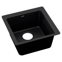 Elkay Quartz Luxe Single-Bowl Drop-In/Undermount Bar Sink, 15.75" x 15.75" x 7.69", Quartz, Caviar (ELX1616CA0)