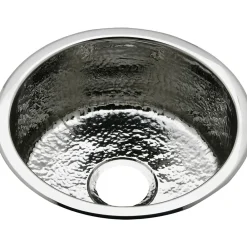 Elkay Stainless Steel 16-3/8" x 16-3/8" x 7", Single Bowl Dual Mount Bar Sink, Hammered Mirror (SCF16FBSH)