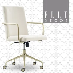 Office Chairs*Elle Decor Giselle Fabric Computer and Desk Chair, Cream/Gold (CHR10058D)