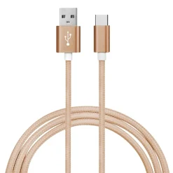 Charge and Sync USB-C 2.0 to USB-A Cable, 6 ft., Gold, (EUTC604GL)<Ematic Clearance