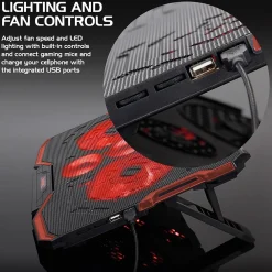 Sale Enhance Cryogen ENGXC20100RDWS Laptop Cooling Stand, USB Connectivity, Red