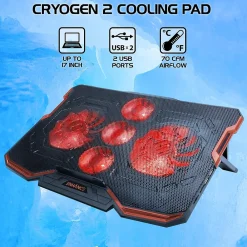 Sale Enhance Cryogen ENGXC20100RDWS Laptop Cooling Stand, USB Connectivity, Red