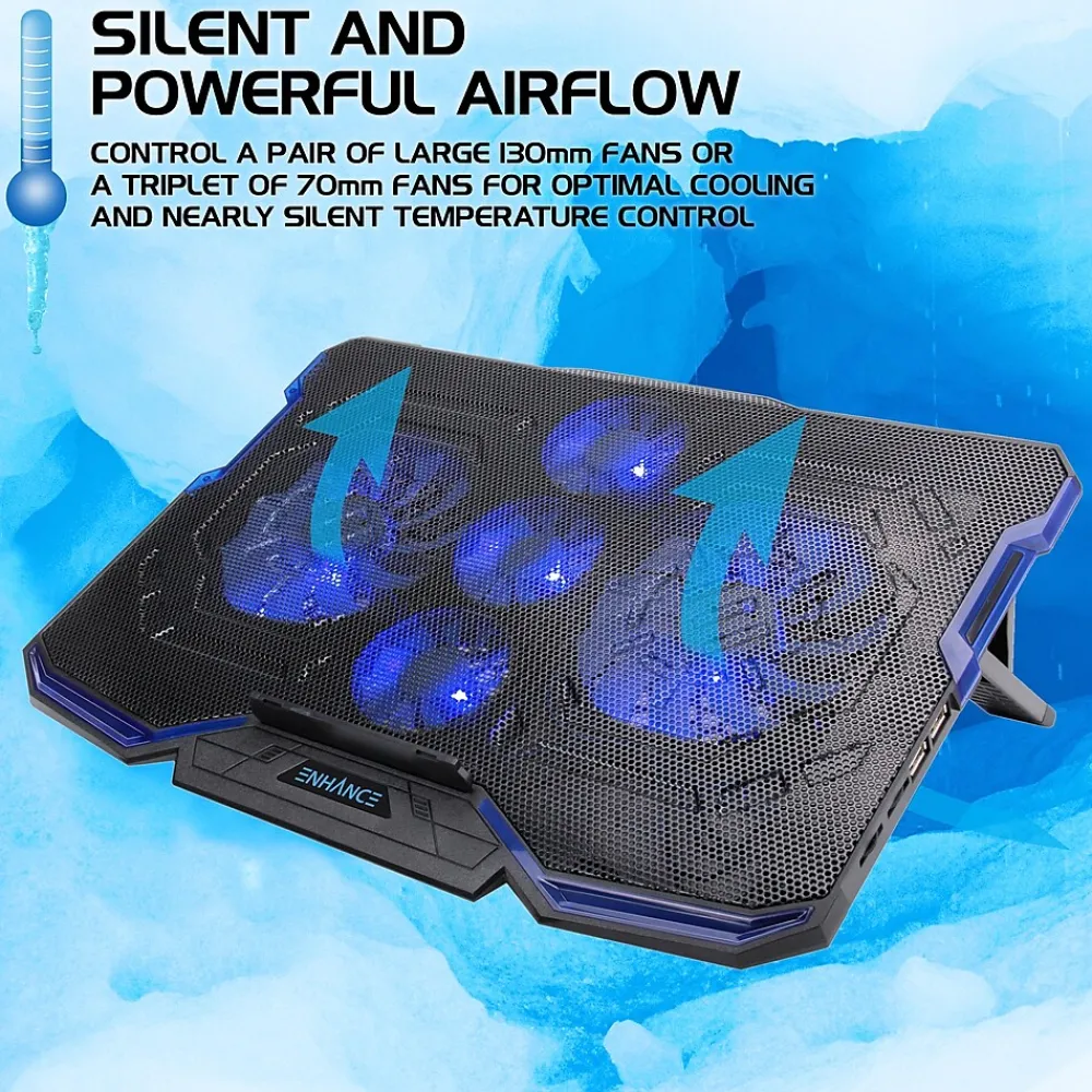 Hot Enhance Cryogen Laptop Cooling Stand, USB Connectivity, Blue/Black (ENGXC20100BLWS)