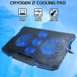 Hot Enhance Cryogen Laptop Cooling Stand, USB Connectivity, Blue/Black (ENGXC20100BLWS)