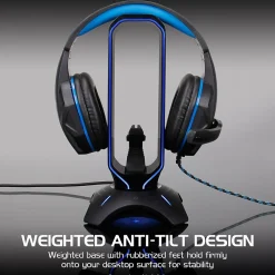 Best Enhance ENPCGXH100BKWS 3-in-1 Headset Stand with RGB Colors, USB Powered, Black