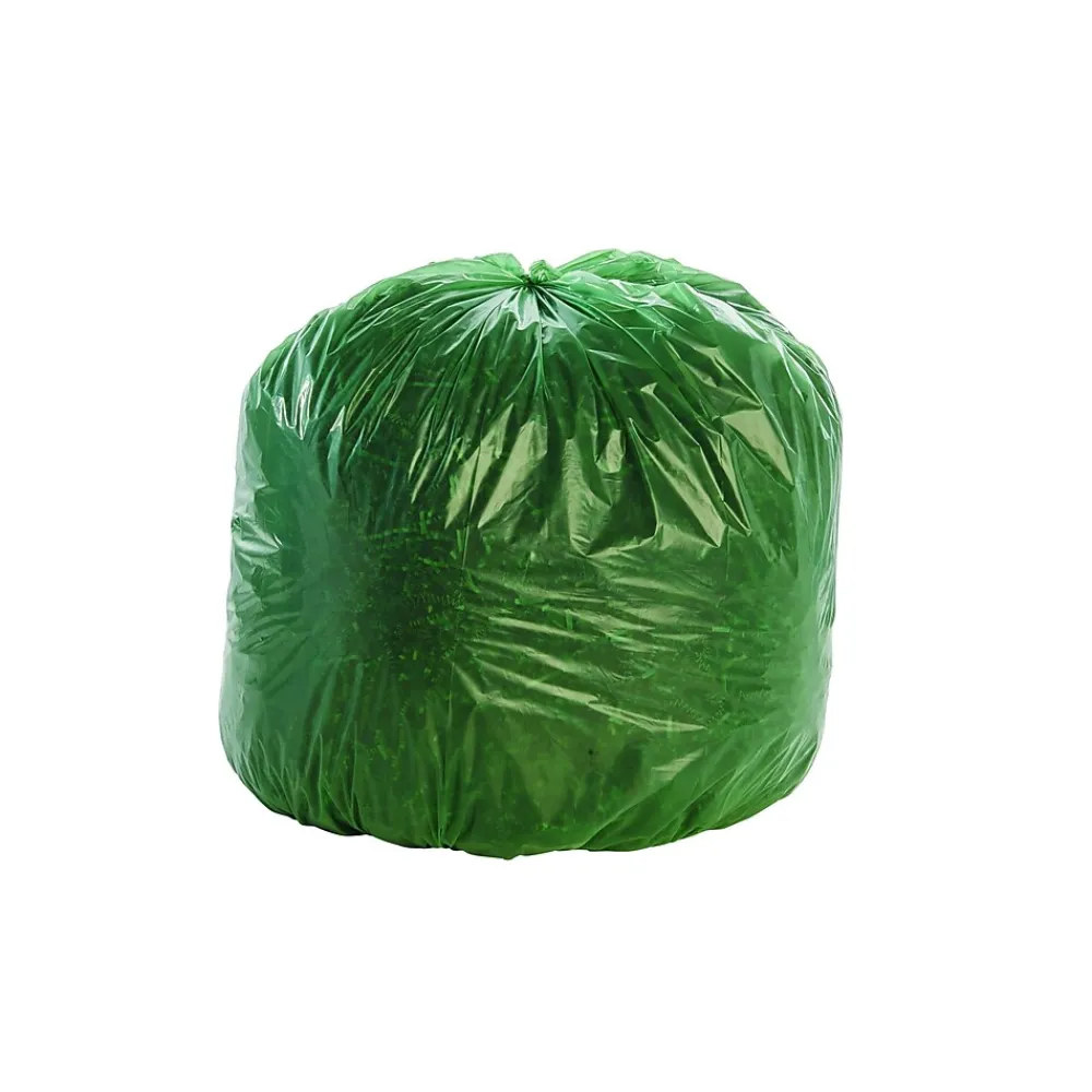 Controlled Life Cycle 33 Gallon Industrial Trash Bag, 33" x 40", Low Density, Green, 40 Bags/Box, 2 Rolls<Envision Best