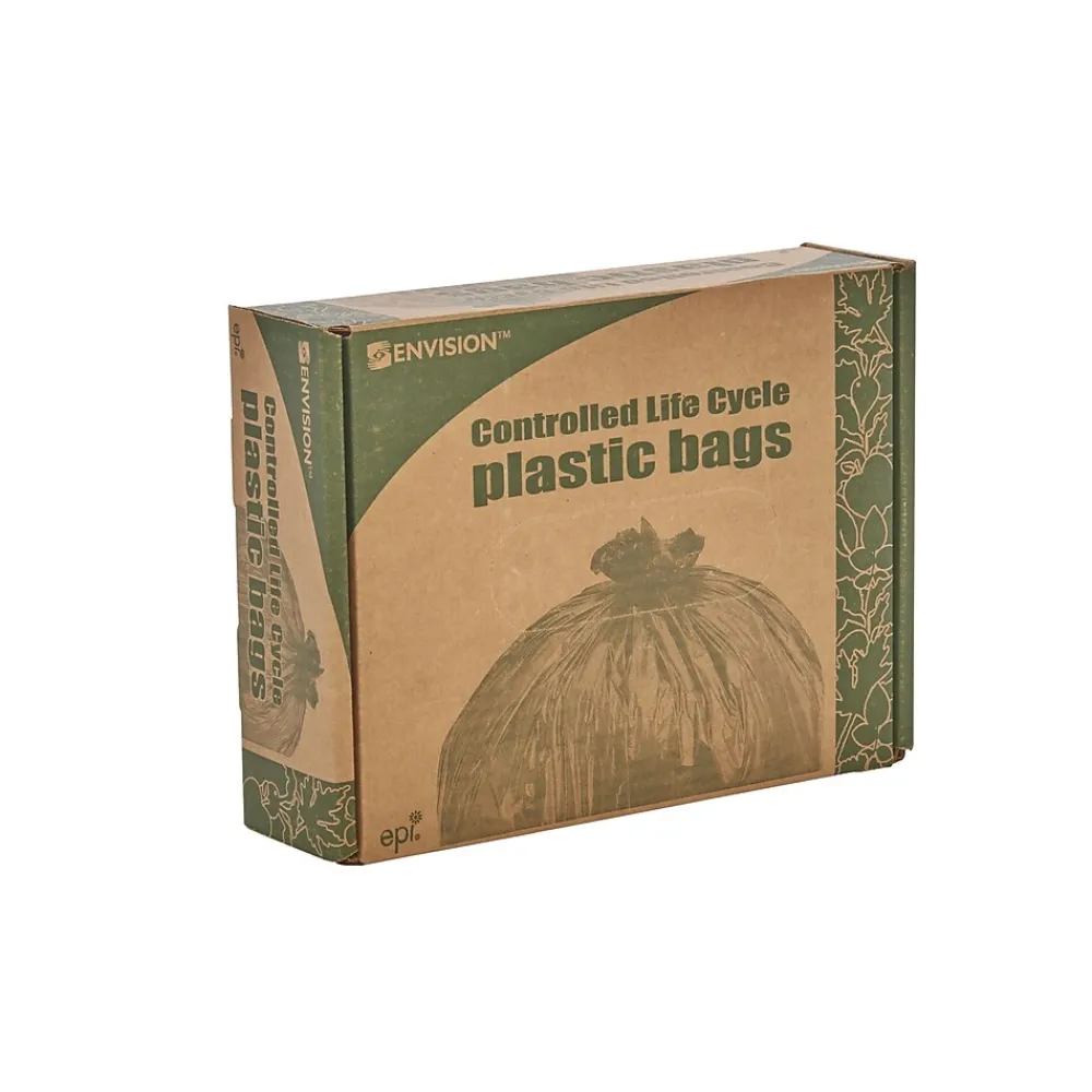 Controlled Life Cycle 33 Gallon Industrial Trash Bag, 33" x 40", Low Density, Green, 40 Bags/Box, 2 Rolls<Envision Best