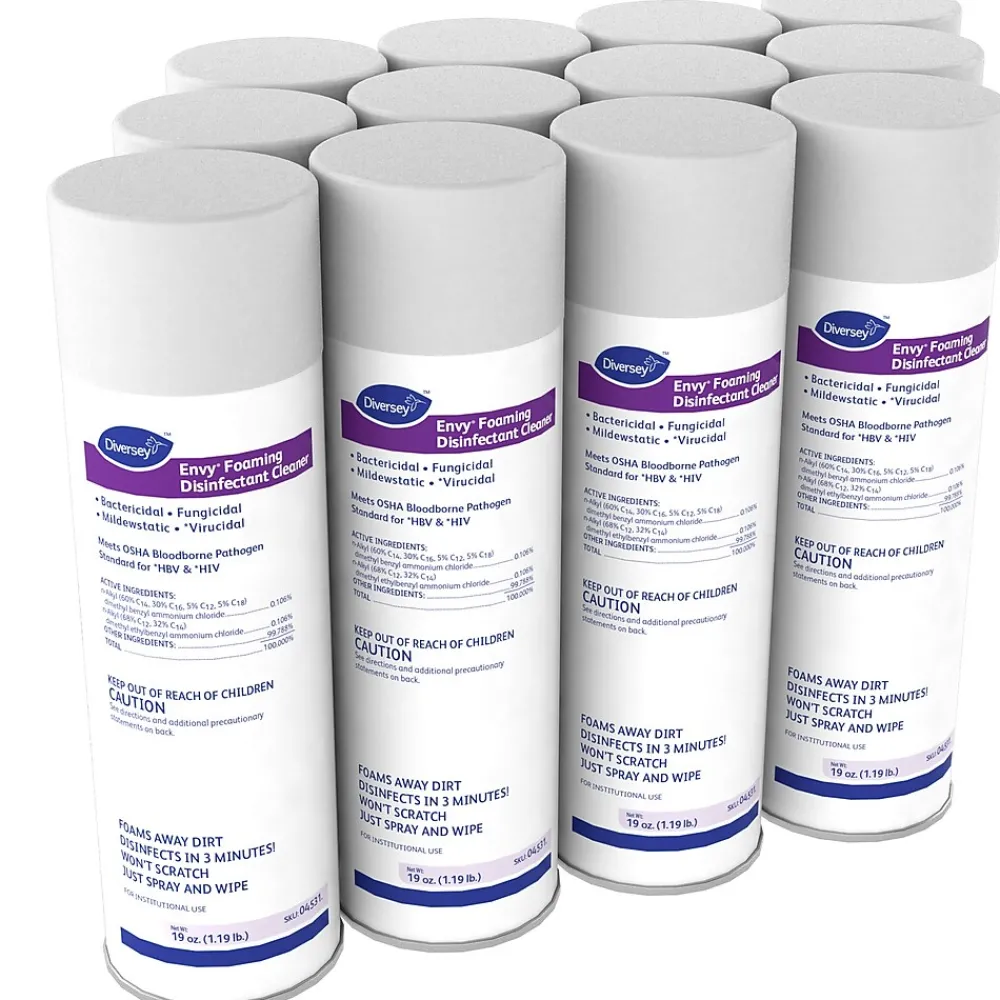 Foaming Disinfectant Cleaner, Lemon Scent, Aerosol, 19 oz., 12/Carton (04531)<Envy Clearance