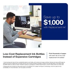 Epson EcoTank ET-4850-B Wireless Color Inkjet Printer, All-In-One Supertank, Print, Scan, Copy, Fax (9472544)