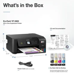 Epson EcoTank ET-2800-B Wireless Color Inkjet Printer, All-In-One Supertank, Print, Scan, Copy (9472532)