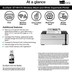Epson EcoTank ET-M1170 Wireless Monochrome Inkjet Printer