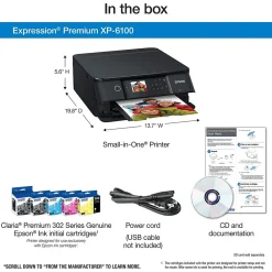 Epson Expression Home XP-6100 Wireless Color Inkjet Printer, All-In-One, Print, Scan, Copy (9472518)