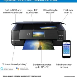 Epson Expression Photo XP-970 Wireless Color Inkjet Printer, All-In-One, Print, Scan, Copy (9472534)