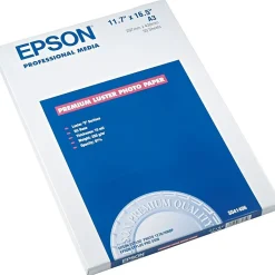 Photo Paper*Epson Glossy Photo Paper, 11.7" x 16.54", 50 Sheets/Pack (EPSS041406)