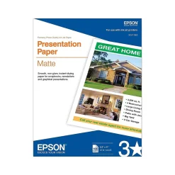 Photo Paper*Epson Matte Presentation Paper, 8.5" x 11", 100 Sheets/Pack (S041062)