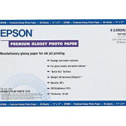 Photo Paper*Epson Premium Glossy Photo Paper, 11" x 17", 20 Sheets/Pack (EPSS041290)