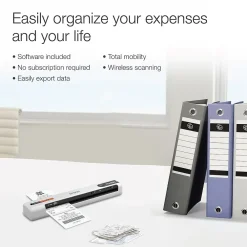 Epson RapidReceipt RR-70W Wireless Portable Document Scanner, White/Black (B11B253205)