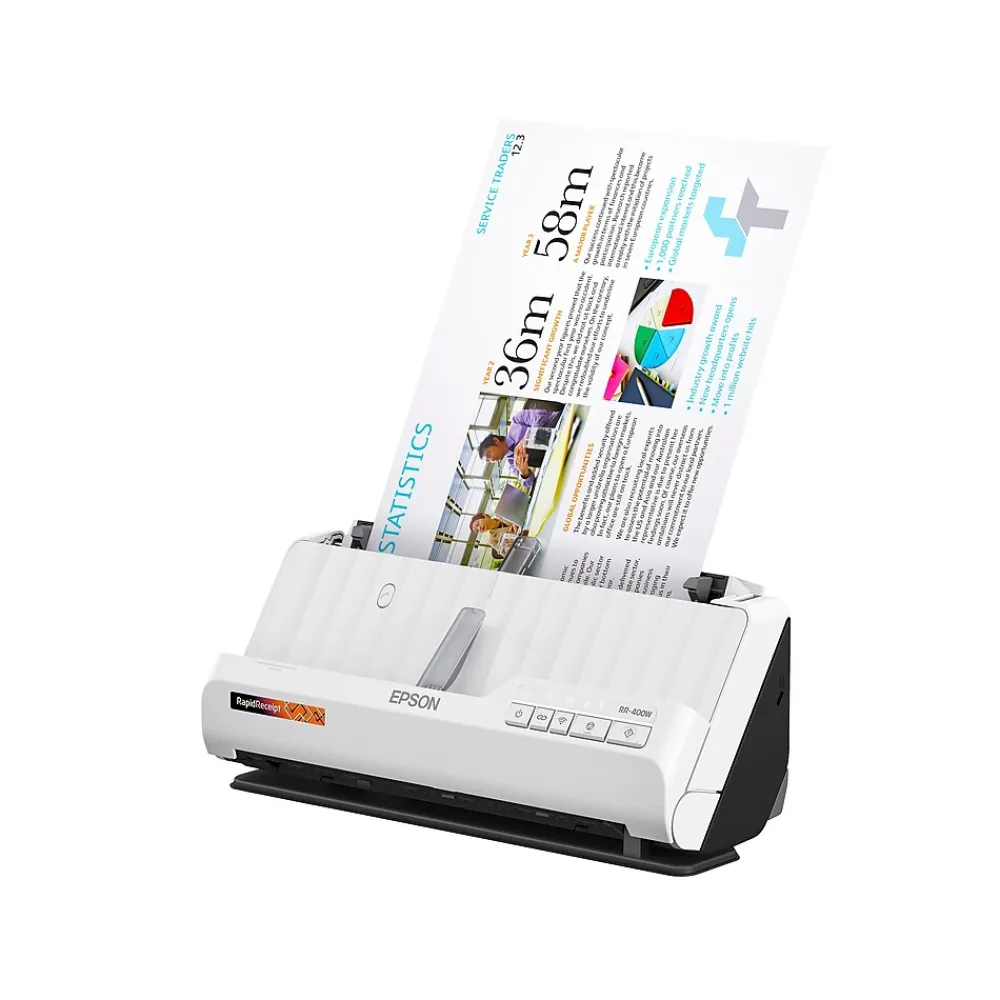 Epson RapidReceipt RR-400W Wireless Duplex Sheetfed Scanner, White (B11B270202)