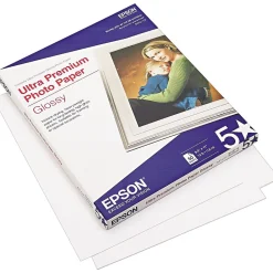Photo Paper*Epson Ultra Premium Glossy Photo Paper, 8.5" x 11", 50 Sheets/Pack (EPSS042175)