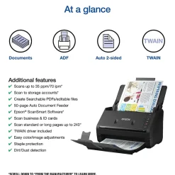 Epson WorkForce ES-400 II Duplex Document Scanner, Black (B11B261201)