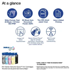 Epson WorkForce Pro 7840 Wireless Color Inkjet Printer, All-In-One, Print, Scan, Copy, Fax (9472531)