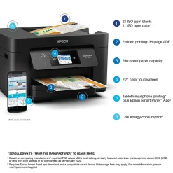 Epson WorkForce Pro WF-3820 Wireless Color Inkjet Printer, All-In-One, Print, Scan, Copy, Fax (9472526)