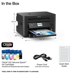 Epson WorkForce WF-2960 Wireless Color Inkjet Printer, All-In-One, Print, Scan, Copy, Fax (9472538)