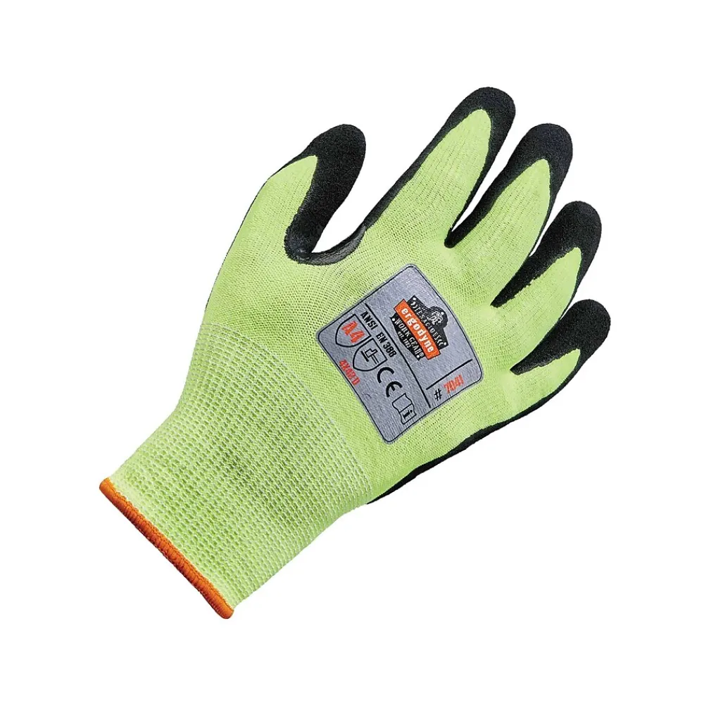 Ergodyne ProFlex 7041 Hi-Vis Nitrile-Coated Cut-Resistant Gloves, ANSI A4, Wet Grip, Lime, Medium, 12 Pairs (17813)