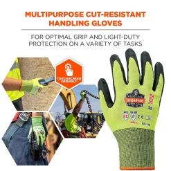 Ergodyne ProFlex 7022 Hi-Vis Nitrile Coated Cut-Resistant Gloves, ANSI A2, Dry Grip, Lime, XL, 144 Pairs (17875)
