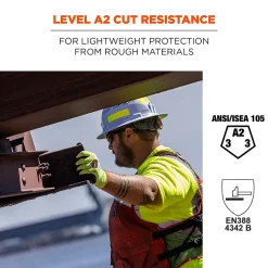 Ergodyne ProFlex 7021 Hi-Vis Nitrile Coated Cut-Resistant Gloves, ANSI A2, Wet Grip, Lime, XXL, 144 Pairs (17966)