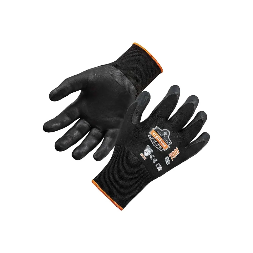 Ergodyne ProFlex 7001 Nitrile Coated Gloves, ANSI Level 3 Abrasion Resistance, Black, XXL, 12 Pairs (17956)