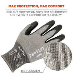 Ergodyne ProFlex 7072 Nitrile Coated Cut-Resistant Gloves, ANSI A7, Gray, XL, 12 Pair (10305)