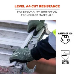 Ergodyne ProFlex 7042 Nitrile Coated Cut-Resistant Gloves, ANSI A4, Heat Resistant, Green, Medium, 12 Pair (10333)