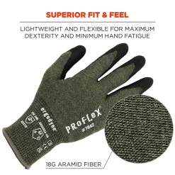 Ergodyne ProFlex 7042 Nitrile Coated Cut-Resistant Gloves, ANSI A4, Heat Resistant, Green, Medium, 12 Pair (10333)