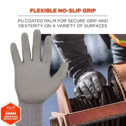 Ergodyne ProFlex 7024 PU Coated Cut-Resistant Gloves, ANSI A2, Gray, Medium, 1 Pair (10403)