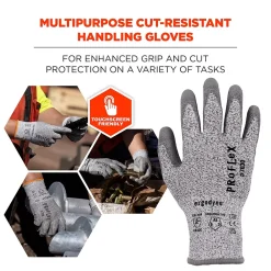 Ergodyne ProFlex 7030 PU Coated Cut-Resistant Gloves, ANSI A3, Gray, Large, 1 Pair (10464)